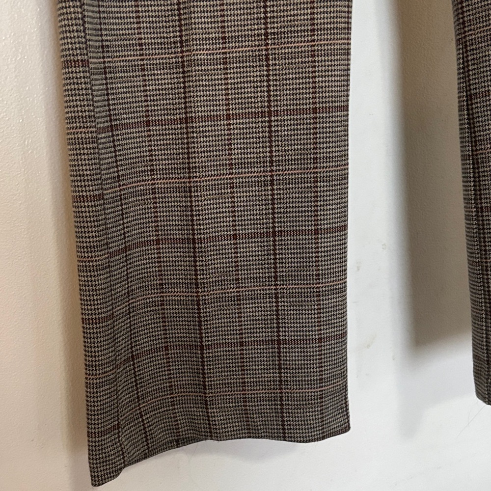 Democracy pull on stretch Brown Plaid Pants - Picture 3 of 6